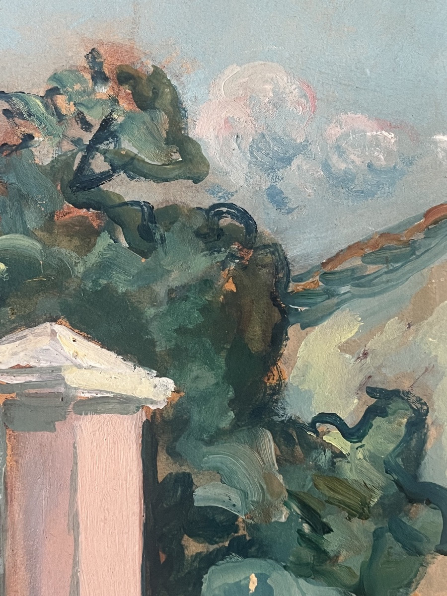 Tableau orientaliste village du maghreb peinture Voiron  signée Lucien Mainssieux 1885- 1958-photo-1