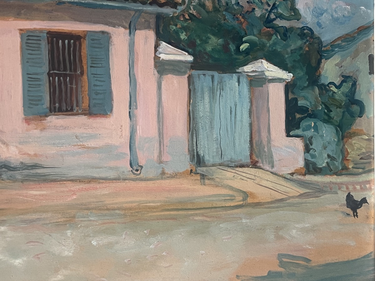 Tableau orientaliste village du maghreb peinture Voiron  signée Lucien Mainssieux 1885- 1958-photo-3