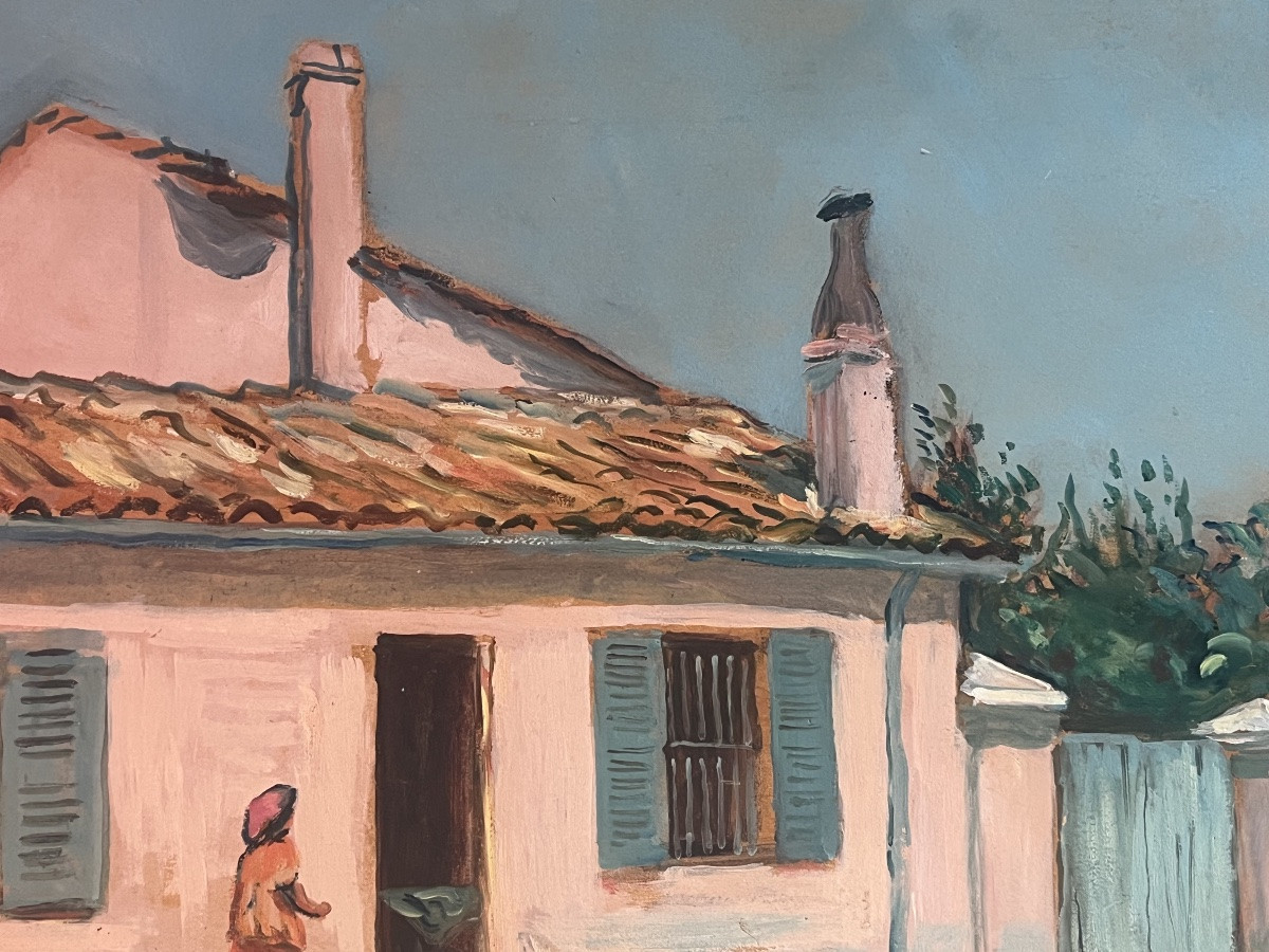 Tableau orientaliste village du maghreb peinture Voiron  signée Lucien Mainssieux 1885- 1958-photo-4