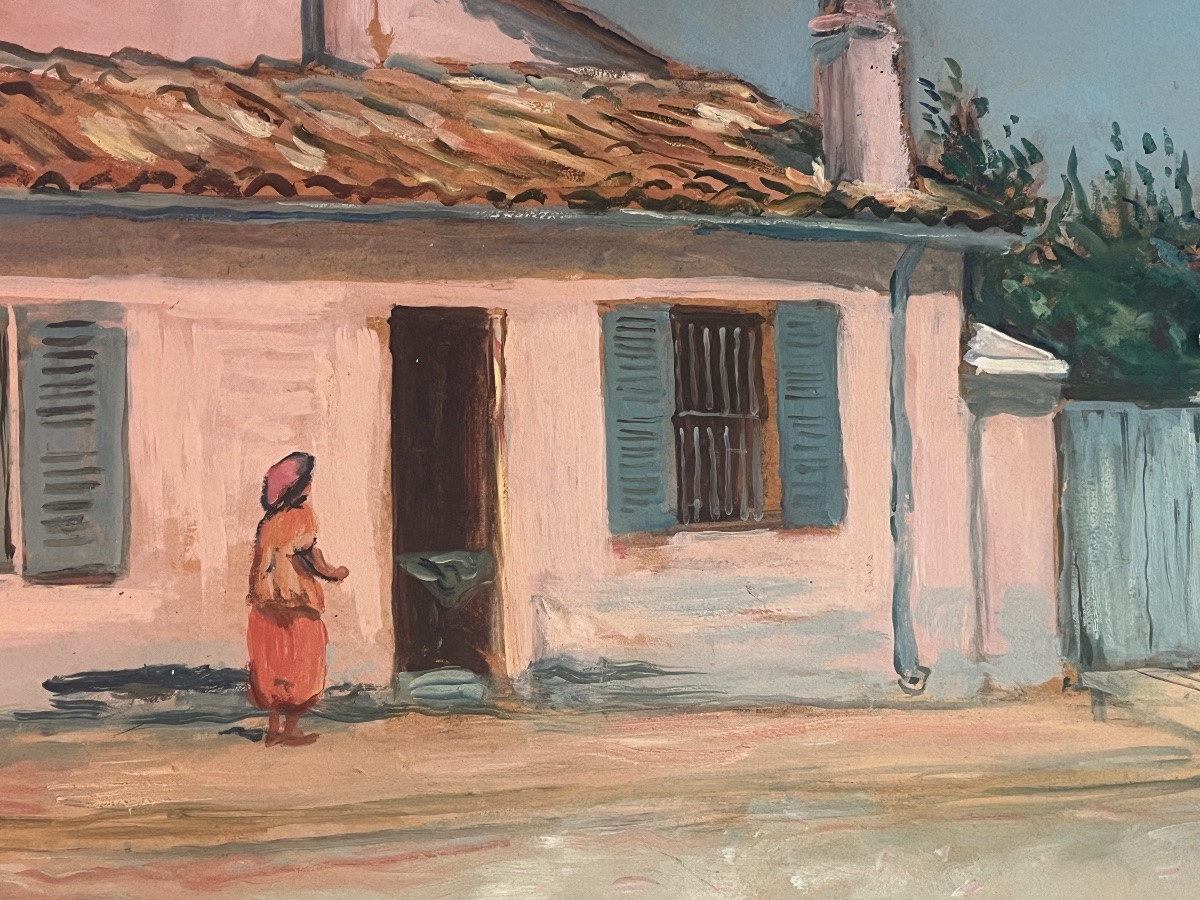 Tableau orientaliste village du maghreb peinture Voiron  signée Lucien Mainssieux 1885- 1958-photo-5