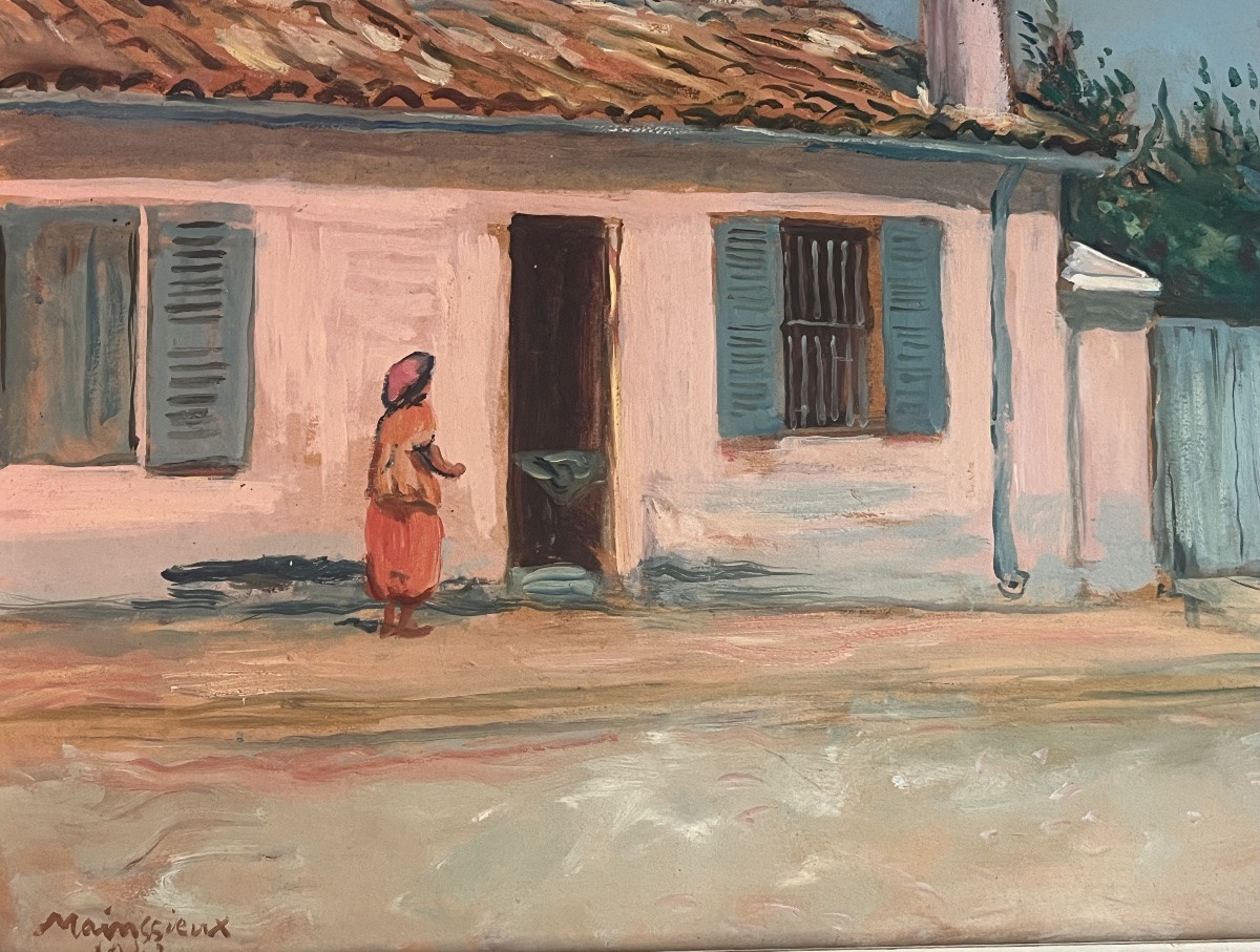 Tableau orientaliste village du maghreb peinture Voiron  signée Lucien Mainssieux 1885- 1958-photo-7