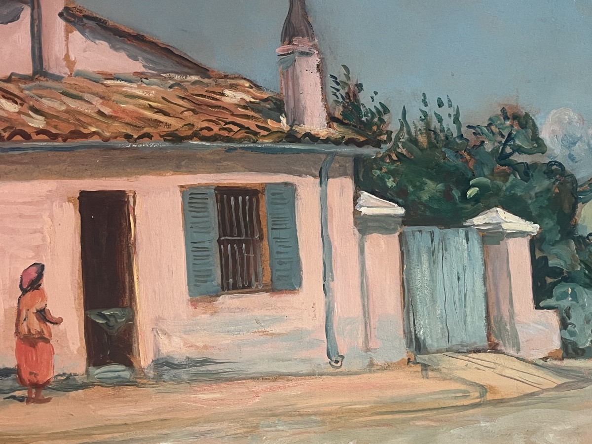 Tableau orientaliste village du maghreb peinture Voiron  signée Lucien Mainssieux 1885- 1958-photo-8