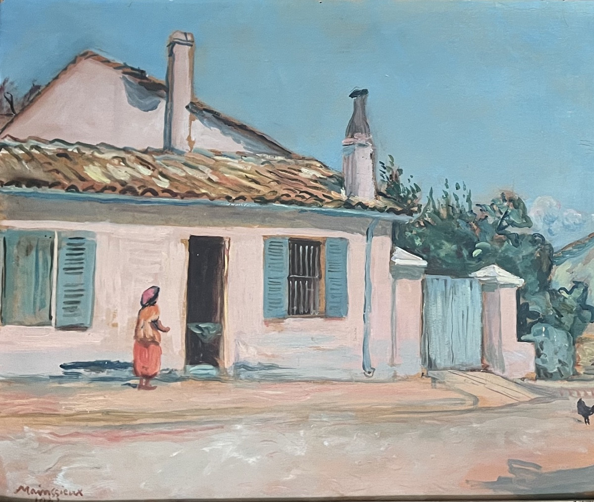 Tableau orientaliste village du maghreb peinture Voiron  signée Lucien Mainssieux 1885- 1958
