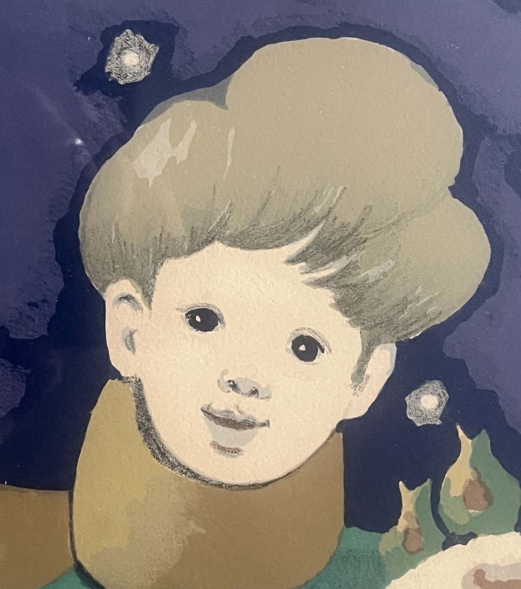 Lithographie art naïf le petit prince signée Madeleine Luka Collection Charles de Gaulle . -photo-5