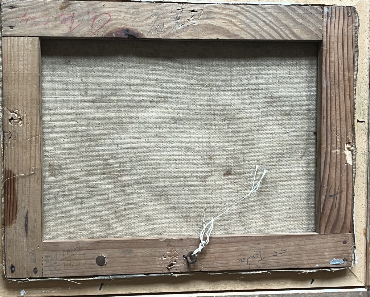 Tableau marine école provençale port de Toulon peinture signée Dominique Manago né en 1902-photo-3