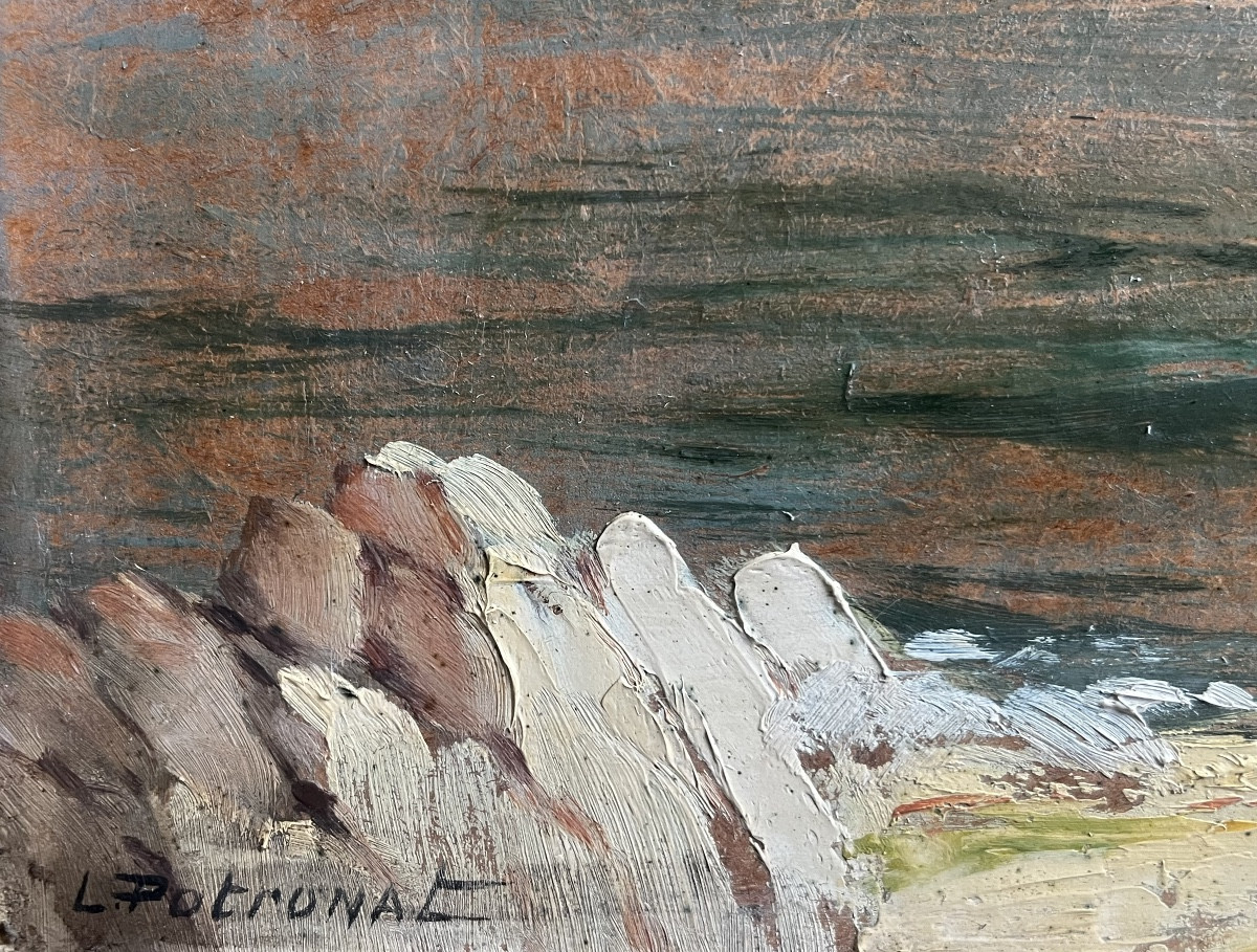 Provençal Seascape Painting With Sailboats, Signed Lucien Potronat (1899-1973)-photo-2