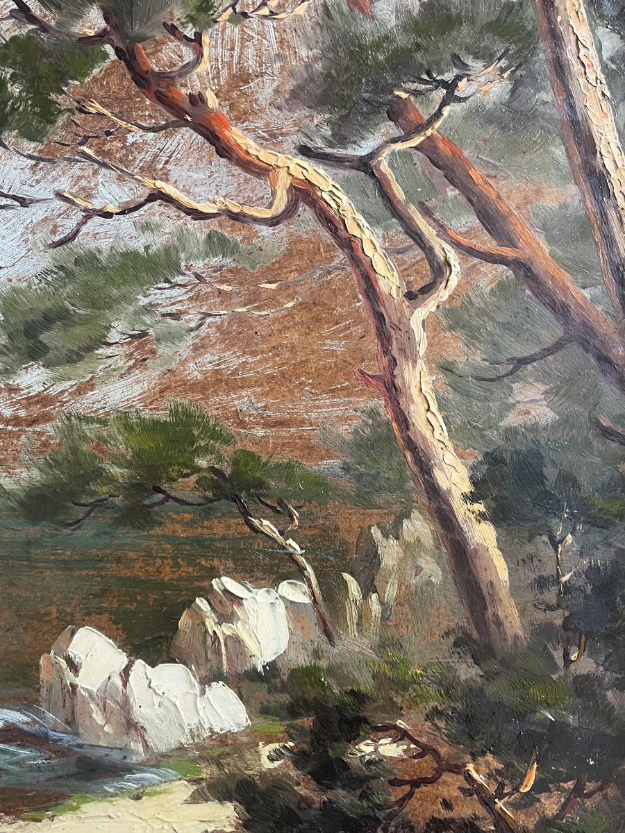 Provençal Seascape Painting With Sailboats, Signed Lucien Potronat (1899-1973)-photo-7