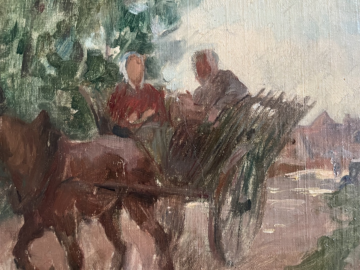 Impressionist Painting, Horse-drawn Carriage, Countryside Landscape, Anonymous Painting. -photo-5