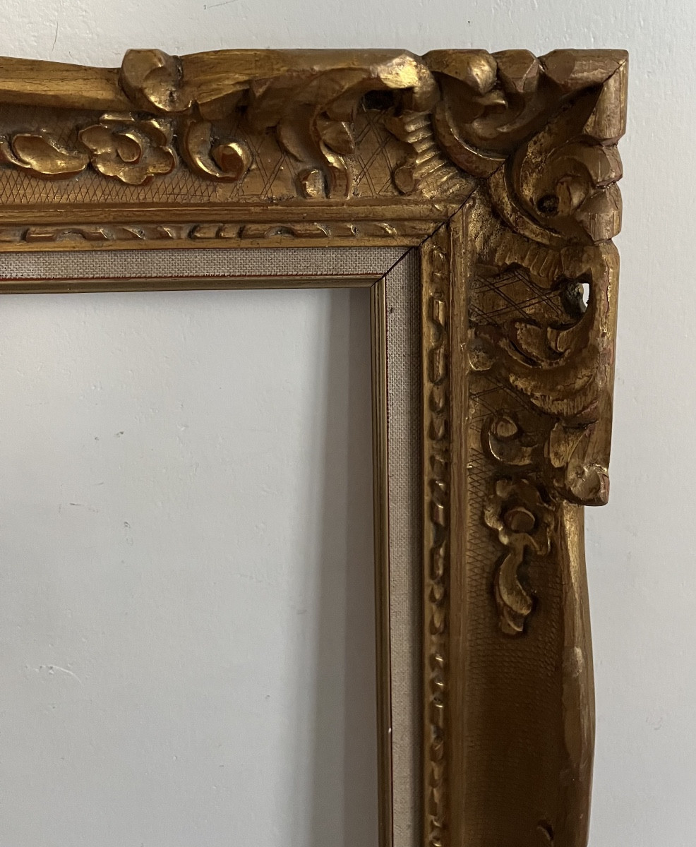 Cadre doré en bois style Louis XV pour format standard 8 F 46 cm x 38 cm-photo-4