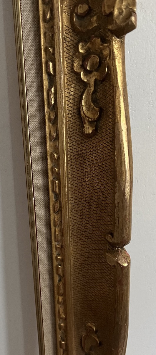 Cadre doré en bois style Louis XV pour format standard 8 F 46 cm x 38 cm-photo-2
