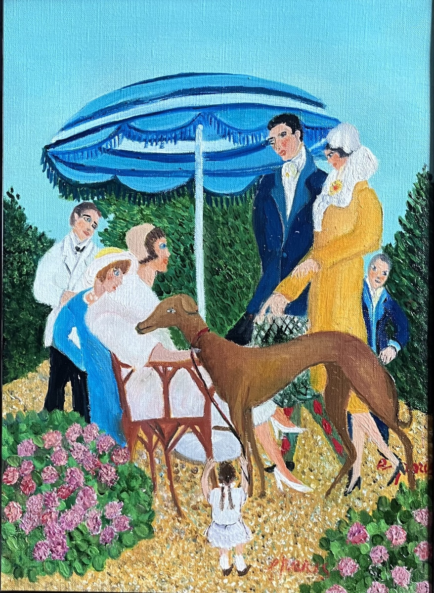 Tableau naïf peinture signée Grand’mere Paris 1906-1982