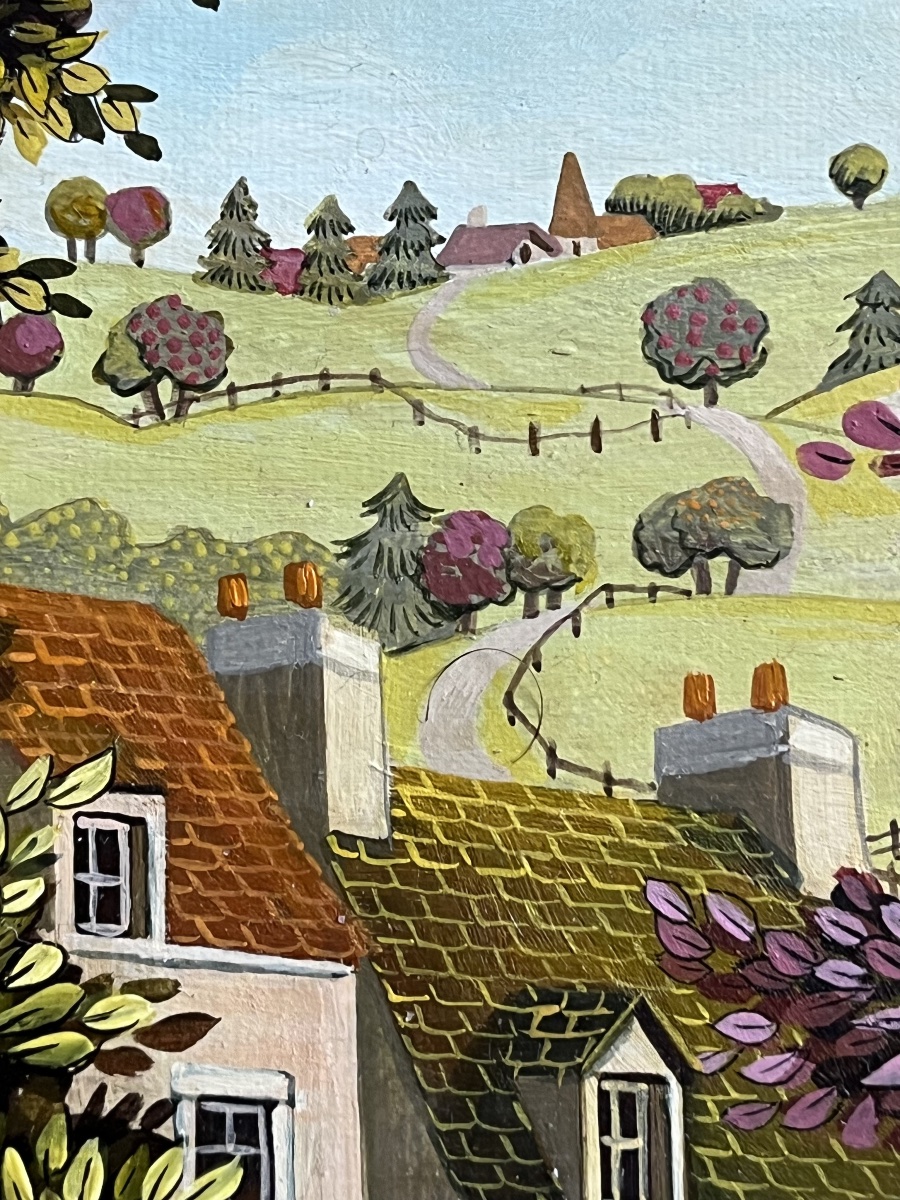 French Naive School Landscape Painting Signed Sophie Damez-photo-6