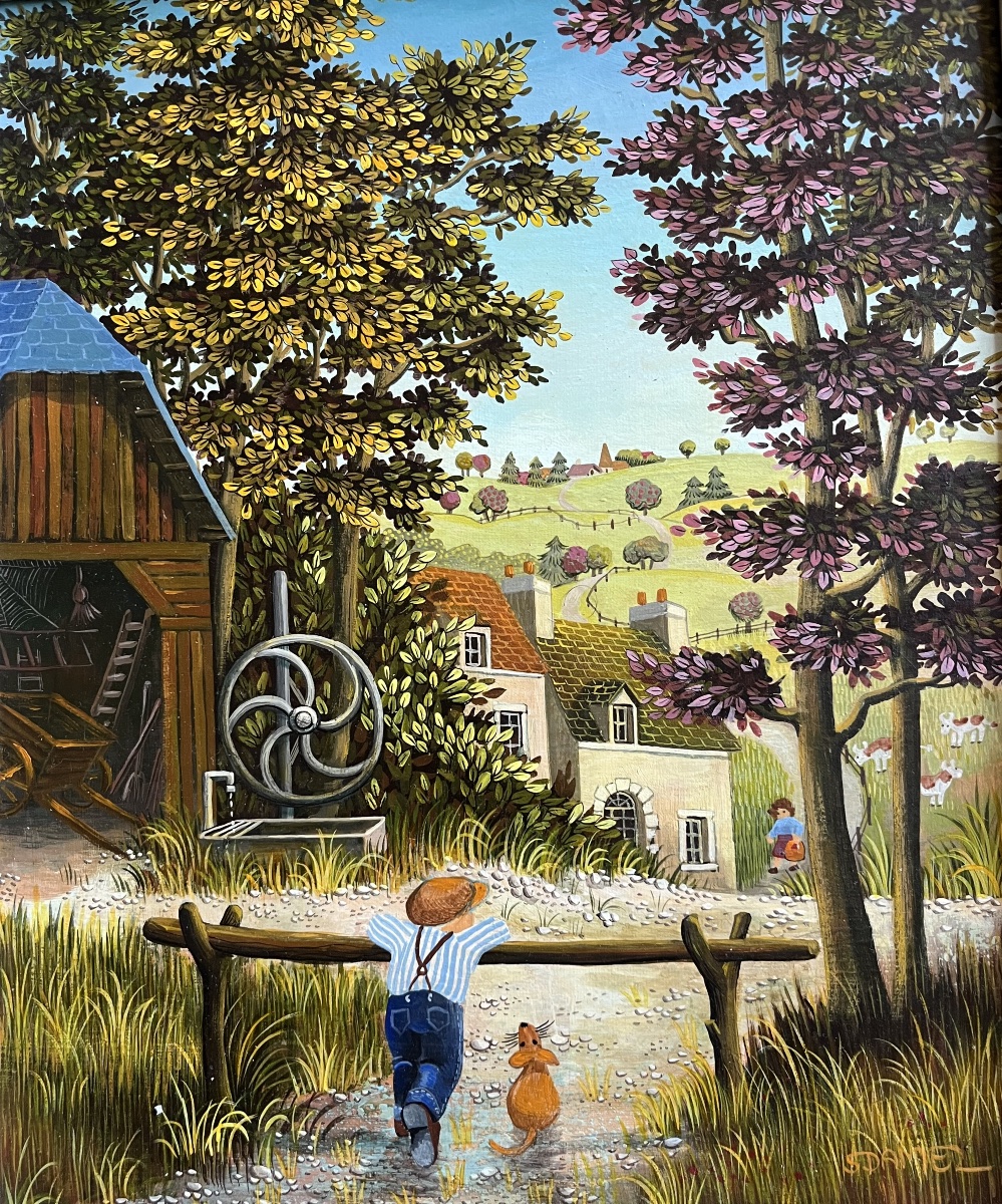 French Naive School Landscape Painting Signed Sophie Damez