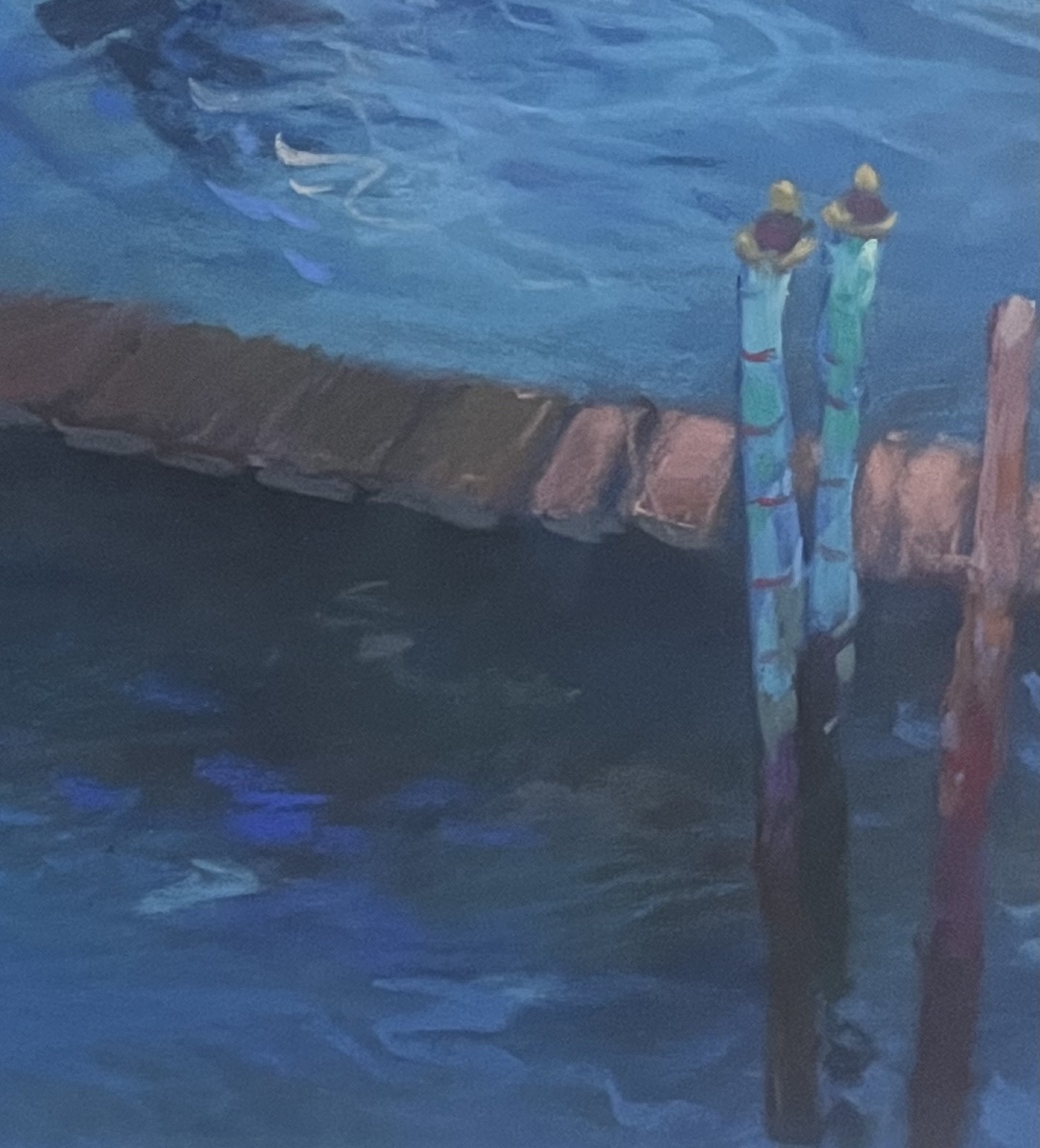 Tableau Italie Italia Venise gondole pastel signé Michel Colin -photo-3