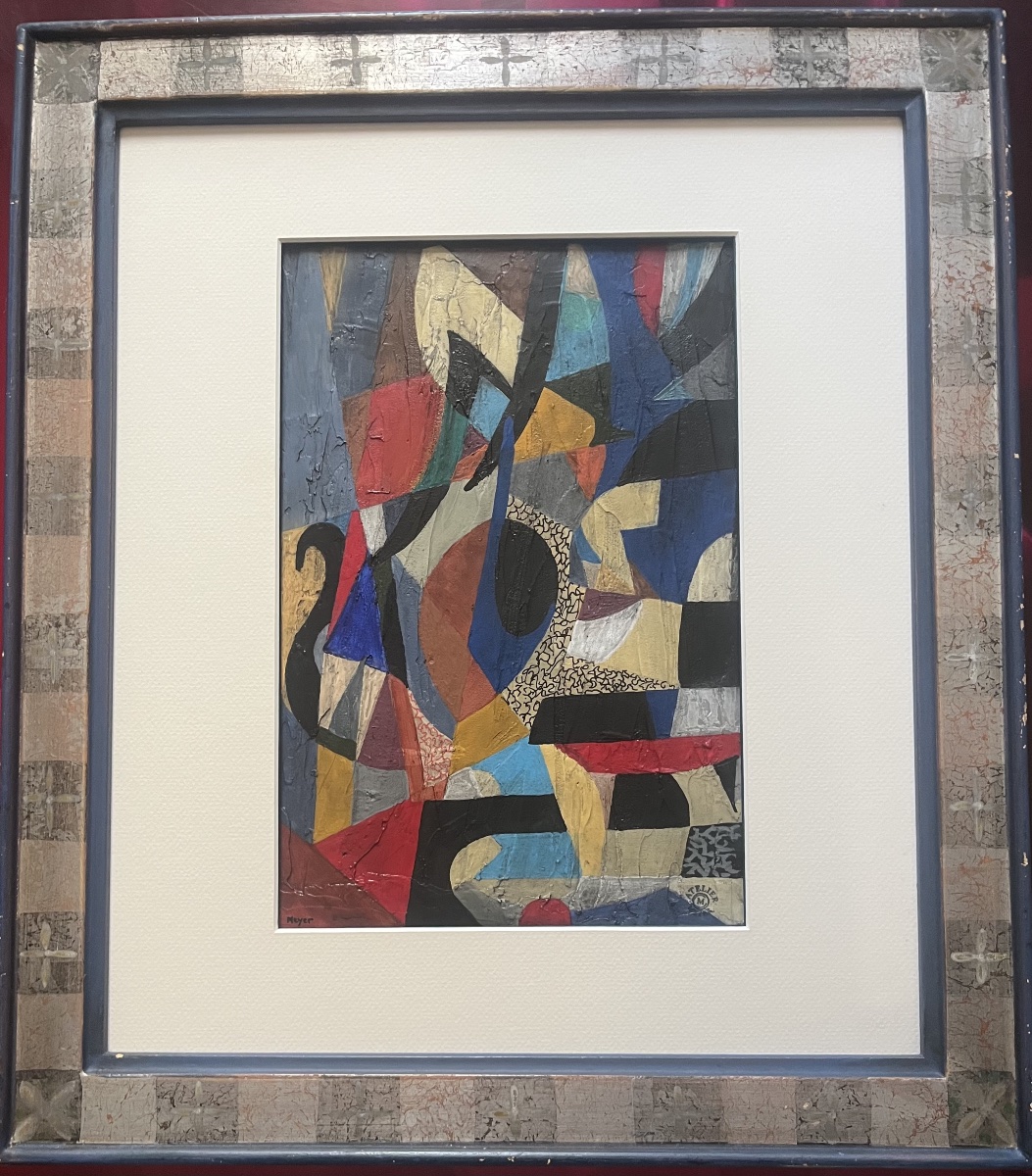 Tableau abstrait composition géométrique signée Meyer