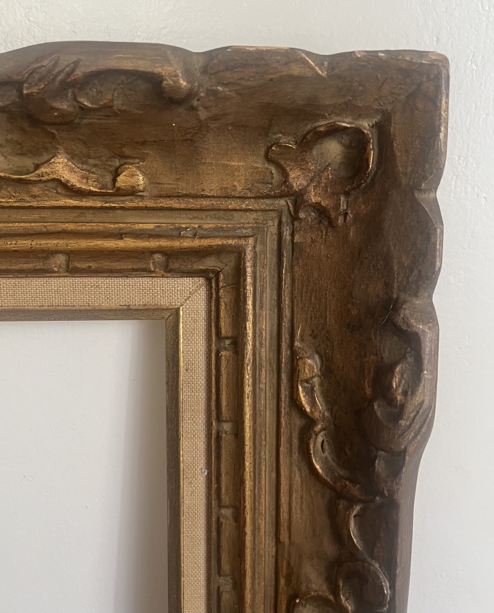 Cadre Montparnasse en bois sculpté doré format standard 12 P 61 cm x 46 cm-photo-3