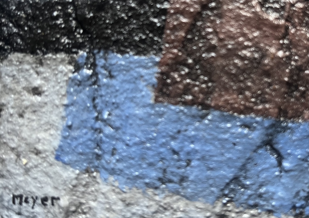 Tableau abstrait composition g&eacute;om&eacute;trique peinture sign&eacute;e Meyer-photo-3
