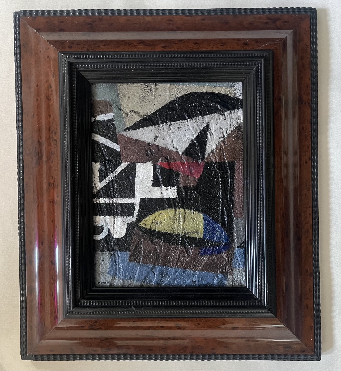 Tableau abstrait composition g&eacute;om&eacute;trique peinture sign&eacute;e Meyer