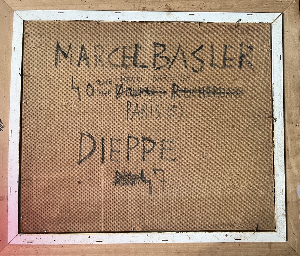 Tableau marine port de Dieppe peinture signée et datée Marcel Basler 1947-photo-7