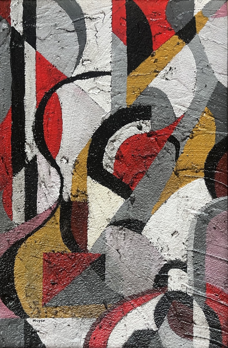 Abstract Painting Featuring A Geometric Composition, Signed By Roland Meyer