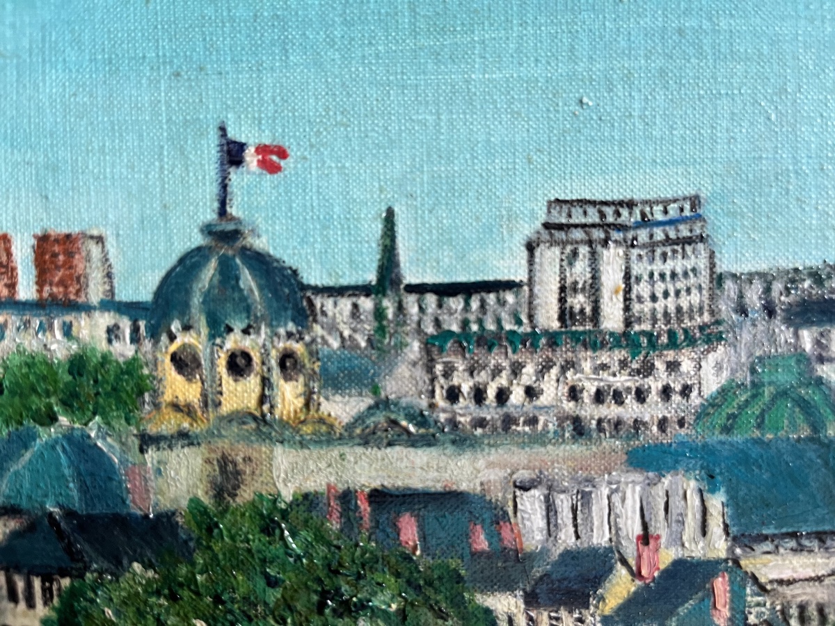 Tableau naif Paris le pont neuf notre dame peinture signée Grand’Mère Paris -photo-1