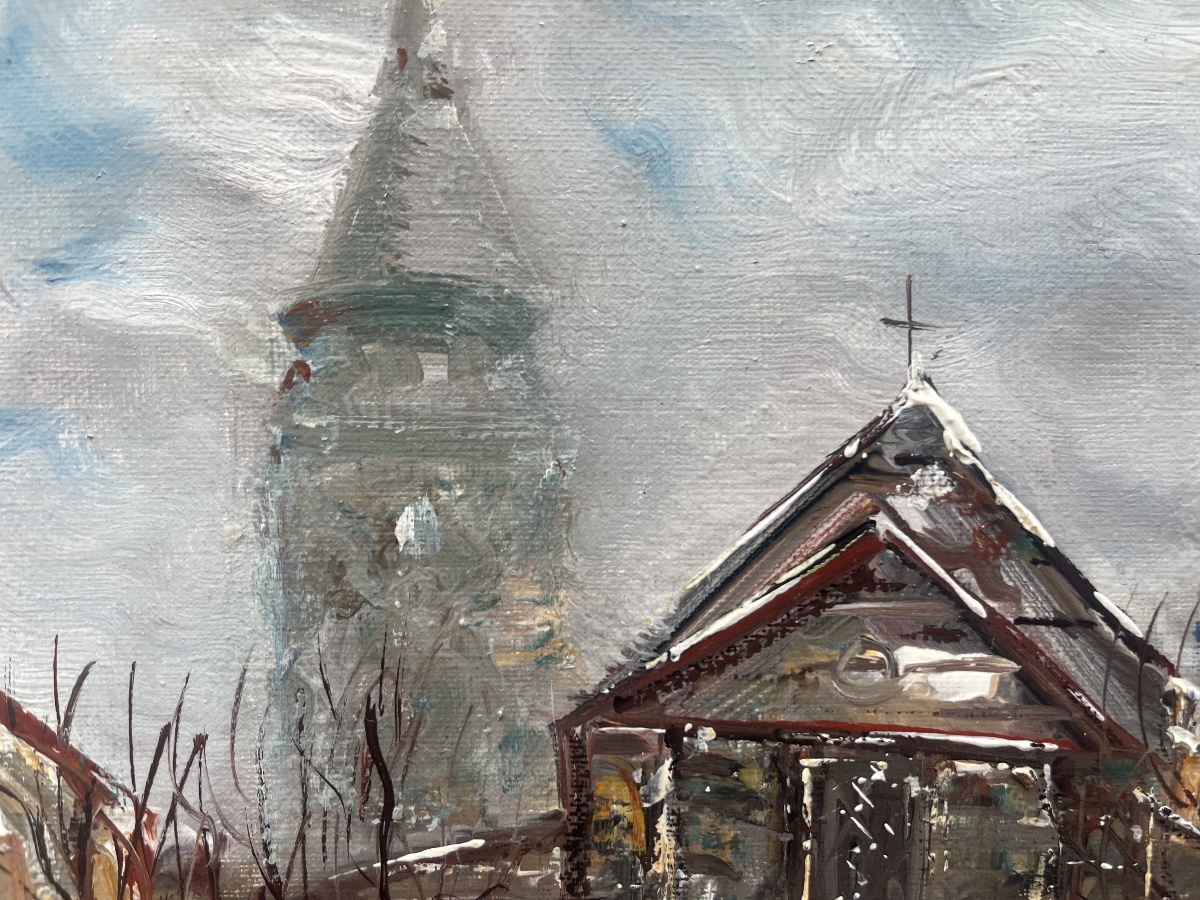 Tableau vue de Paris Montmartre sous la neige peinture signée Raymond Besse  1899-1969-photo-1