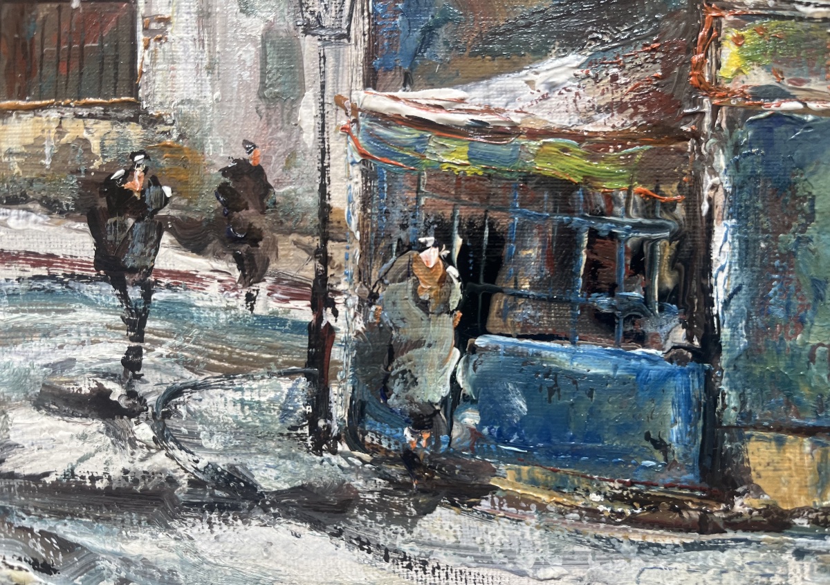 Tableau vue de Paris Montmartre sous la neige peinture signée Raymond Besse  1899-1969-photo-7