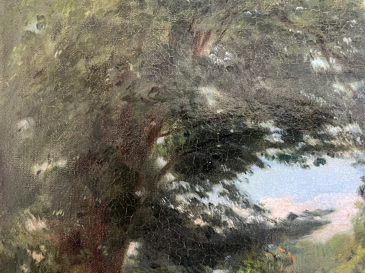 Tableau XIX ème paysage ferme peinture signée Marcel Bloch 1875-photo-6