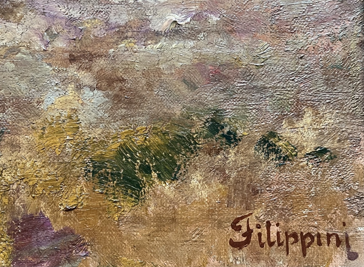 Painting: Italy (italia) — Southern Landscape, Signed By Emilio Filippini (1870–1938)-photo-3
