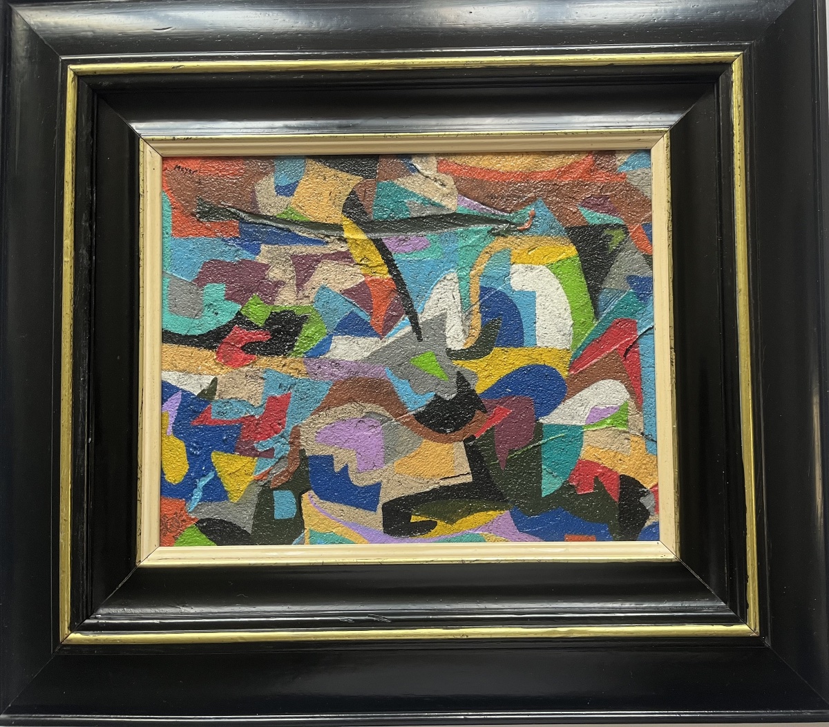 Geometric Composition Painting Signed By Robert Meyer-photo-2