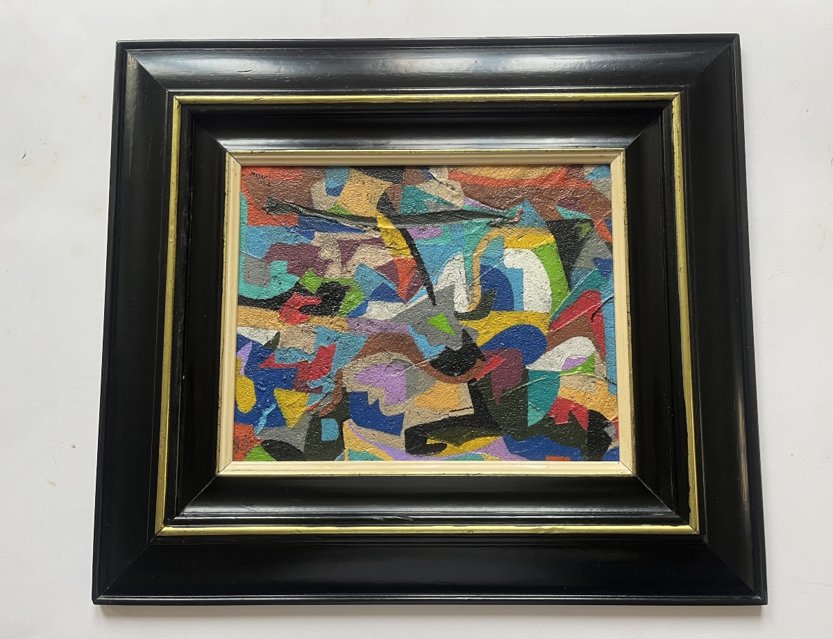 Geometric Composition Painting Signed By Robert Meyer-photo-1