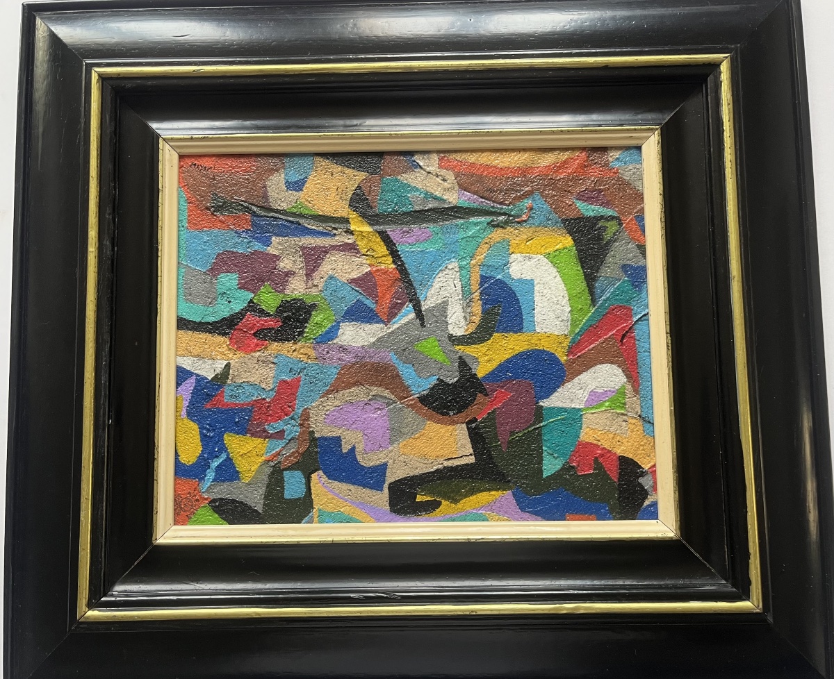 Geometric Composition Painting Signed By Robert Meyer-photo-2
