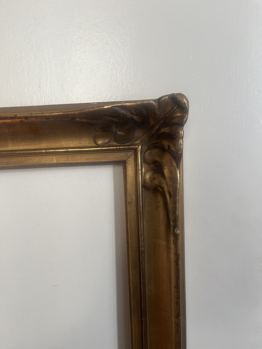 Antique Belle époque Frame With Floral Decoration In The Corners; Depth: 63 Cm X 46 Cm-photo-2