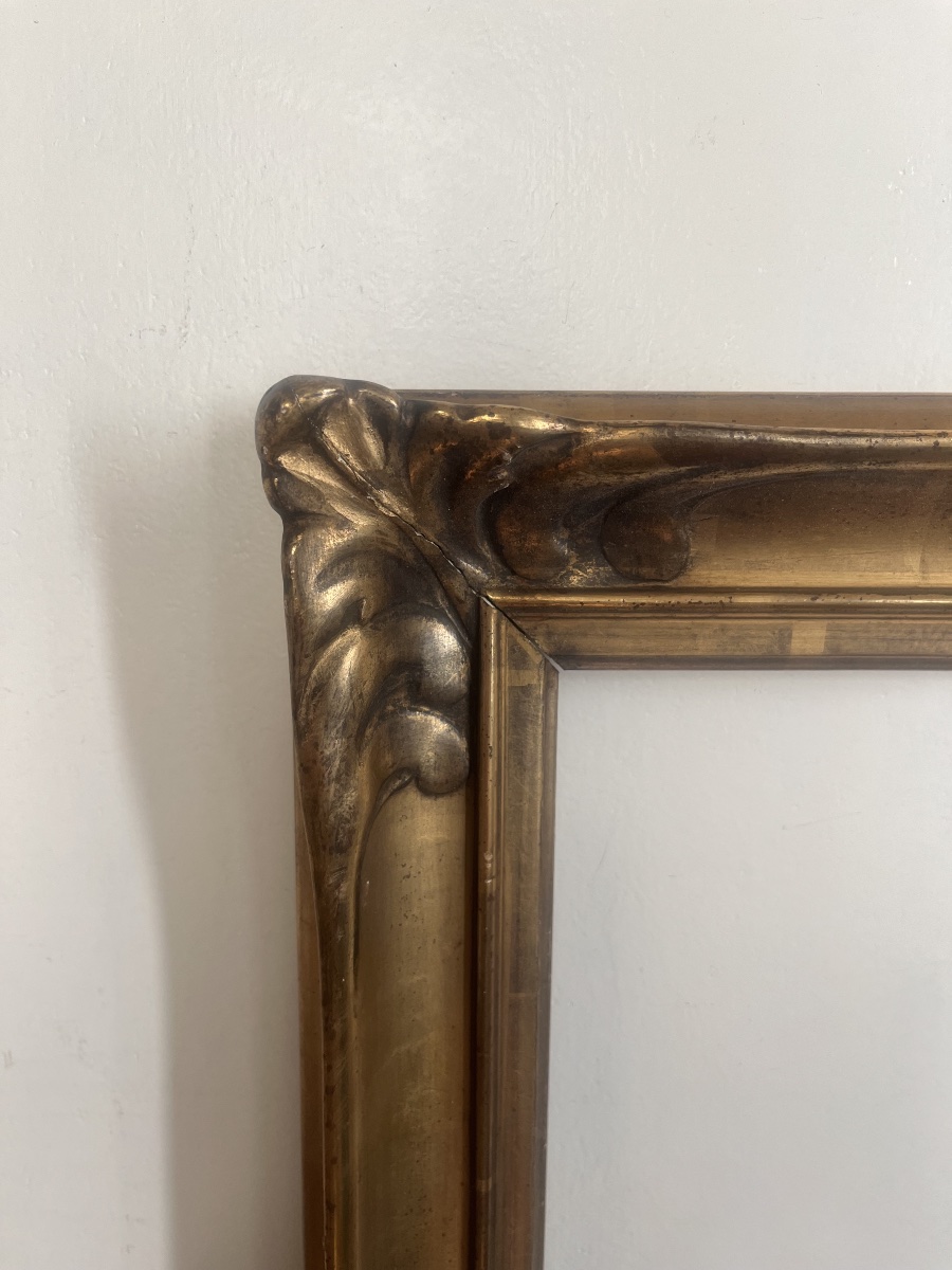 Antique Belle époque Frame With Floral Decoration In The Corners; Depth: 63 Cm X 46 Cm-photo-3