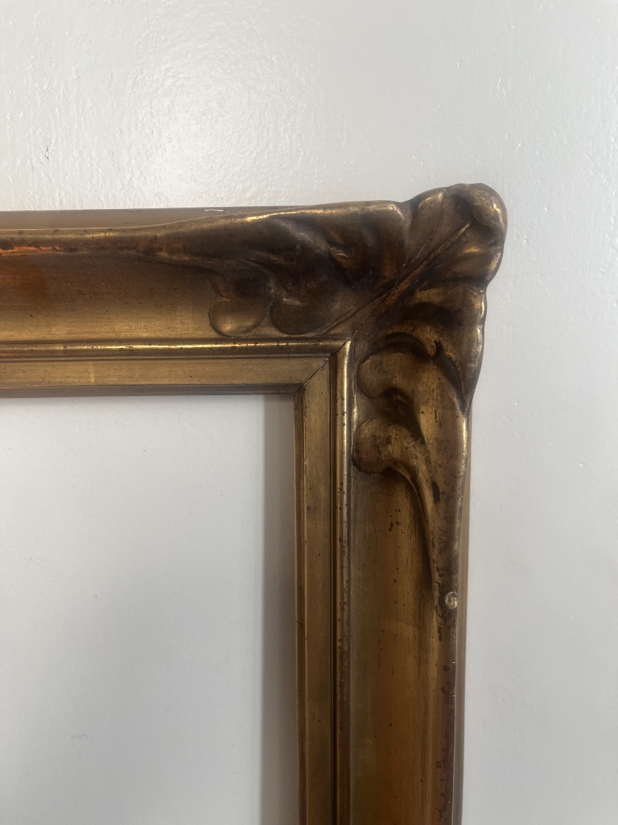 Antique Belle époque Frame With Floral Decoration In The Corners; Depth: 63 Cm X 46 Cm-photo-4