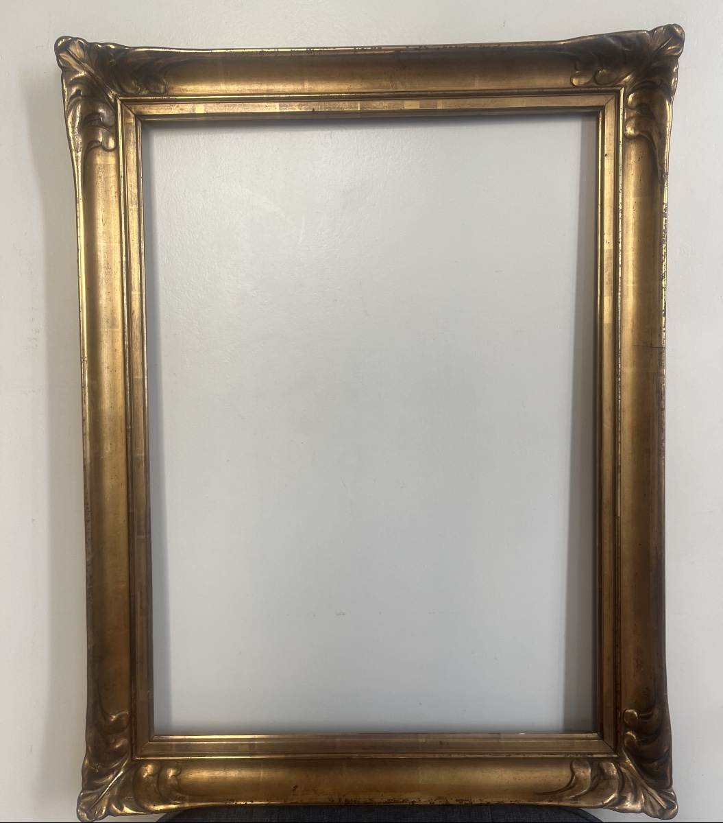 Antique Belle époque Frame With Floral Decoration In The Corners; Depth: 63 Cm X 46 Cm