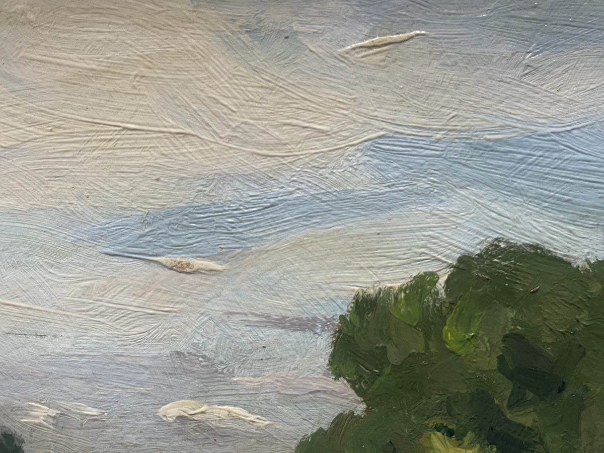 Tableau post impressionniste paysage fluvial peinture signée Raymond Renefer 1879-1957-photo-3