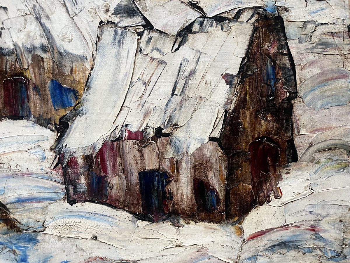 Expressionist Painting Of A Snowy Landscape, Signed By Henri D’anty (1910–1998) -photo-3
