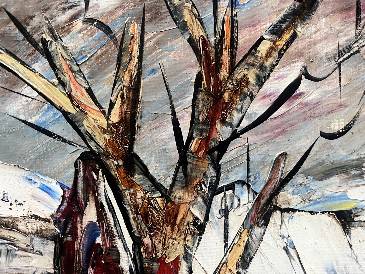 Expressionist Painting Of A Snowy Landscape, Signed By Henri D’anty (1910–1998) -photo-4