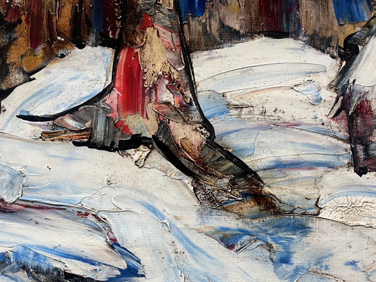 Expressionist Painting Of A Snowy Landscape, Signed By Henri D’anty (1910–1998) -photo-1