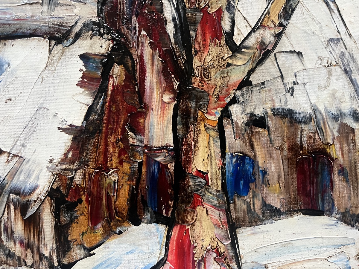 Expressionist Painting Of A Snowy Landscape, Signed By Henri D’anty (1910–1998) -photo-2