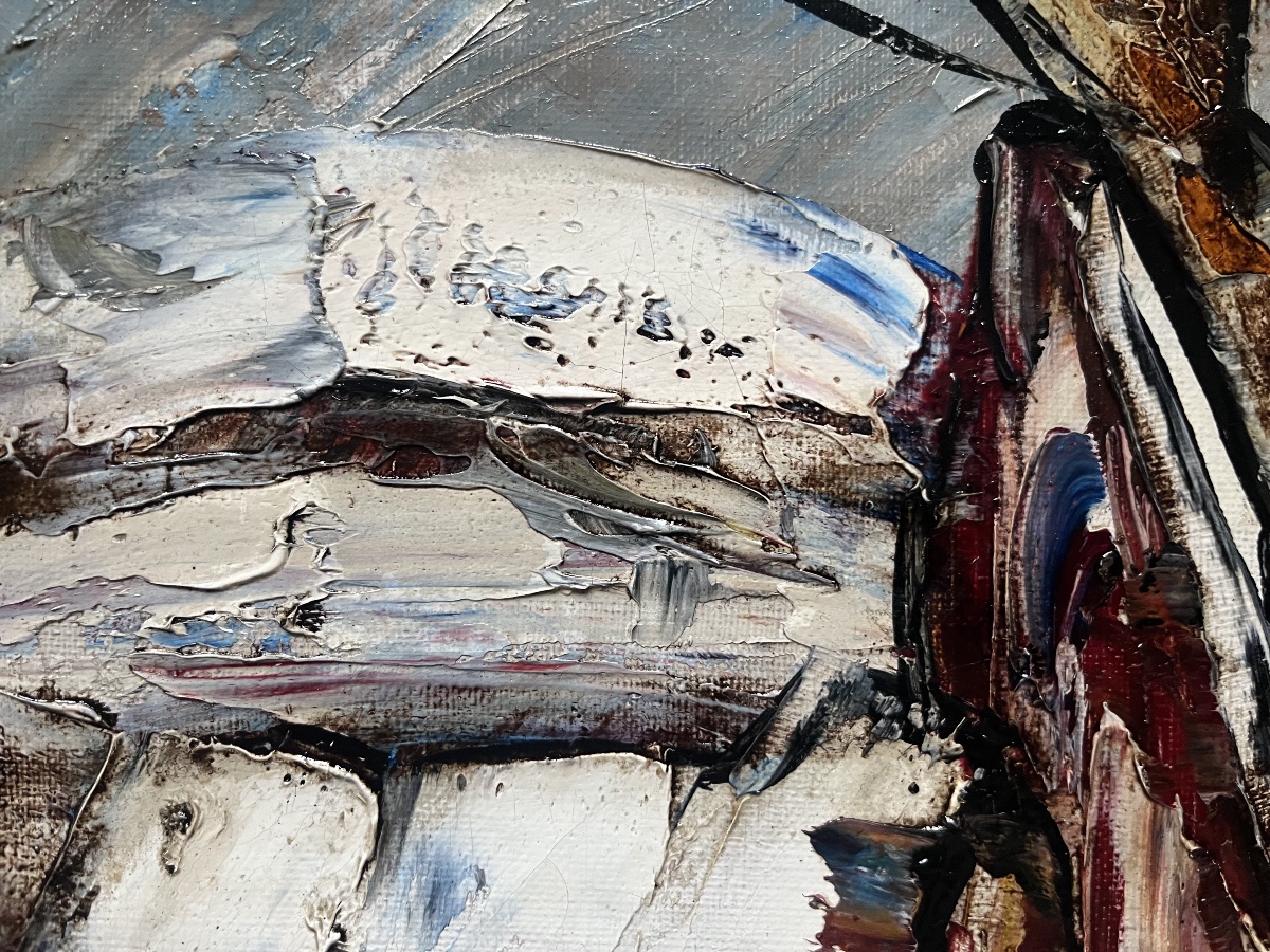 Expressionist Painting Of A Snowy Landscape, Signed By Henri D’anty (1910–1998) -photo-3