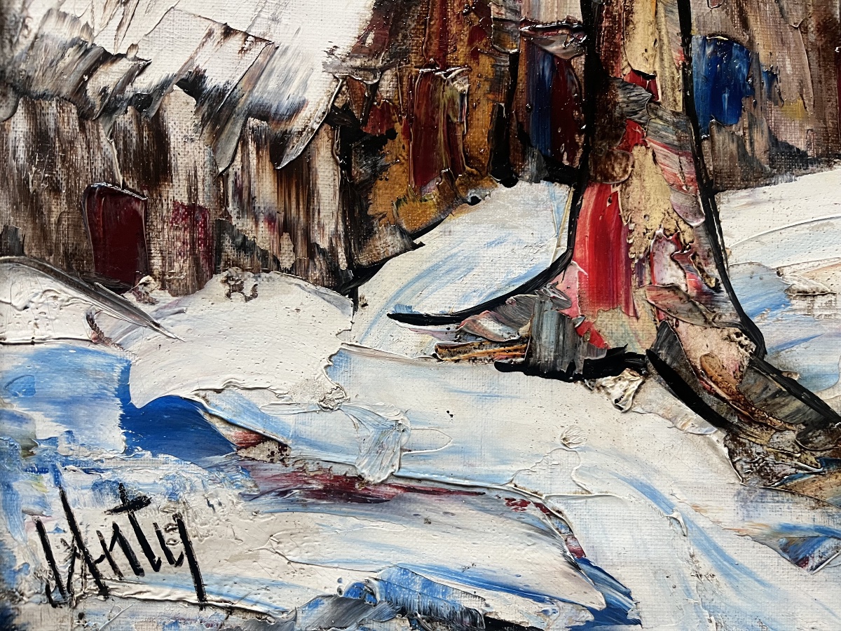 Expressionist Painting Of A Snowy Landscape, Signed By Henri D’anty (1910–1998) -photo-4