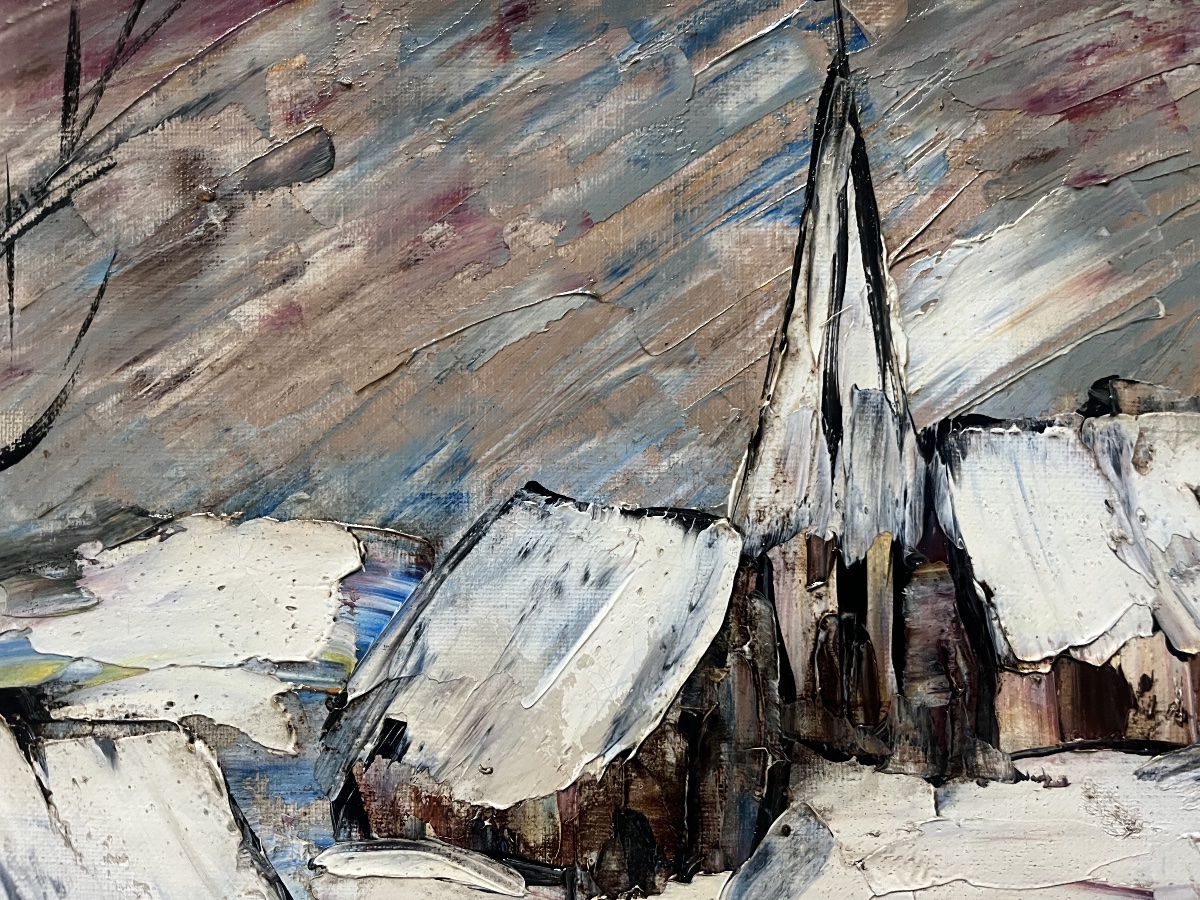 Expressionist Painting Of A Snowy Landscape, Signed By Henri D’anty (1910–1998) -photo-5