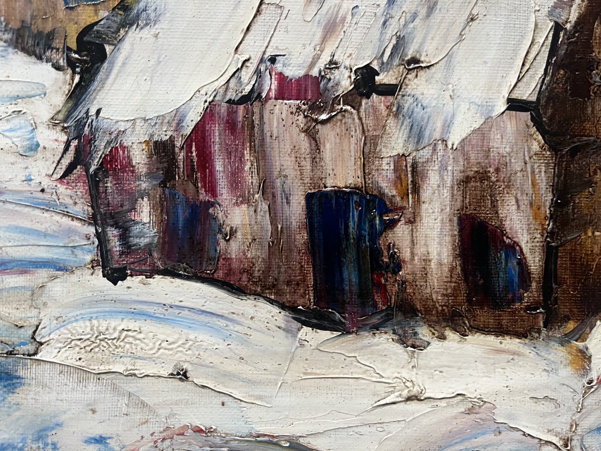 Expressionist Painting Of A Snowy Landscape, Signed By Henri D’anty (1910–1998) -photo-7