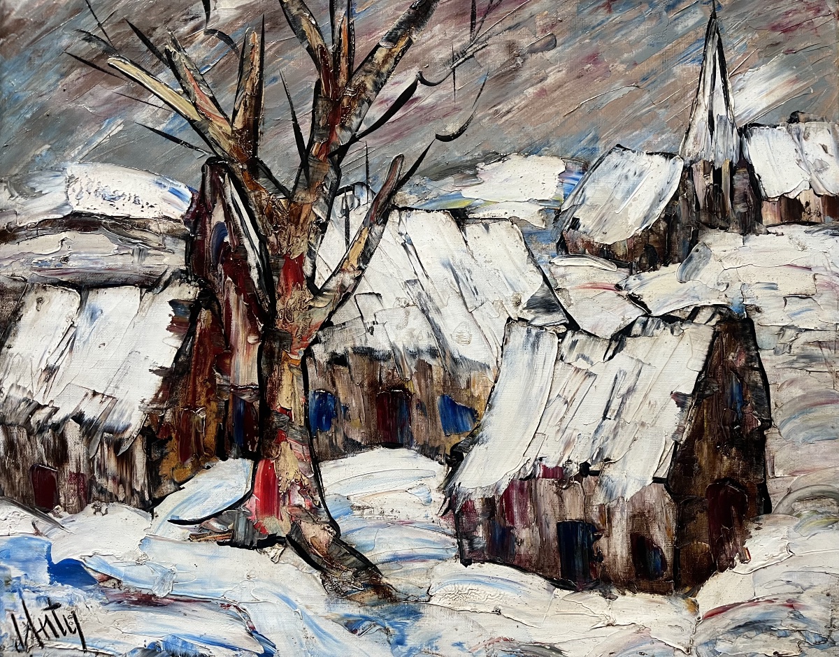 Expressionist Painting Of A Snowy Landscape, Signed By Henri D’anty (1910–1998) 