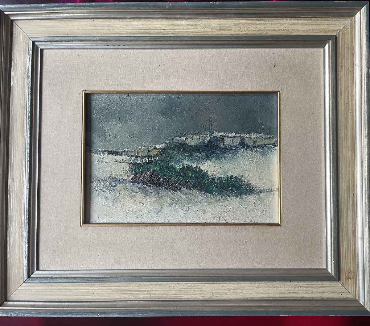 Tableau Italie Italia paysage de neige expressionniste peinture signée Mario Lupo-photo-3