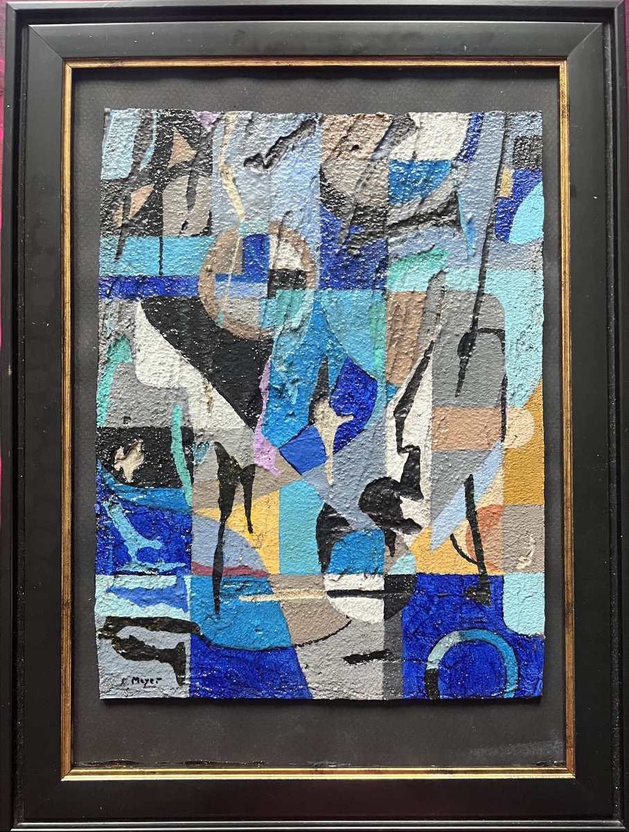 Abstract Painting Featuring A Geometric Composition, Signed By Robert Meyer
