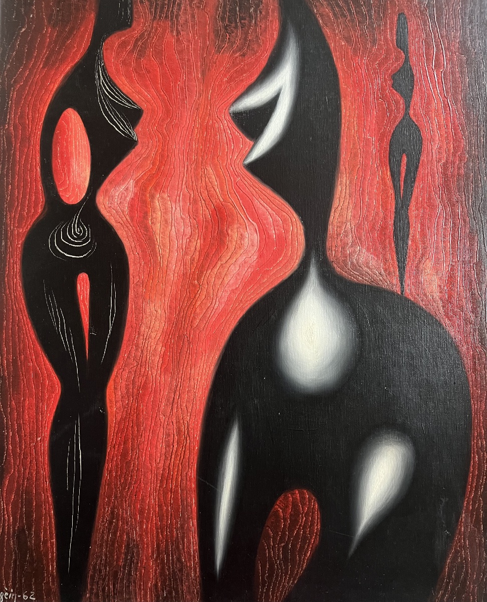 Surrealist Futurist Painting Signed By Raymond Georgein-photo-3