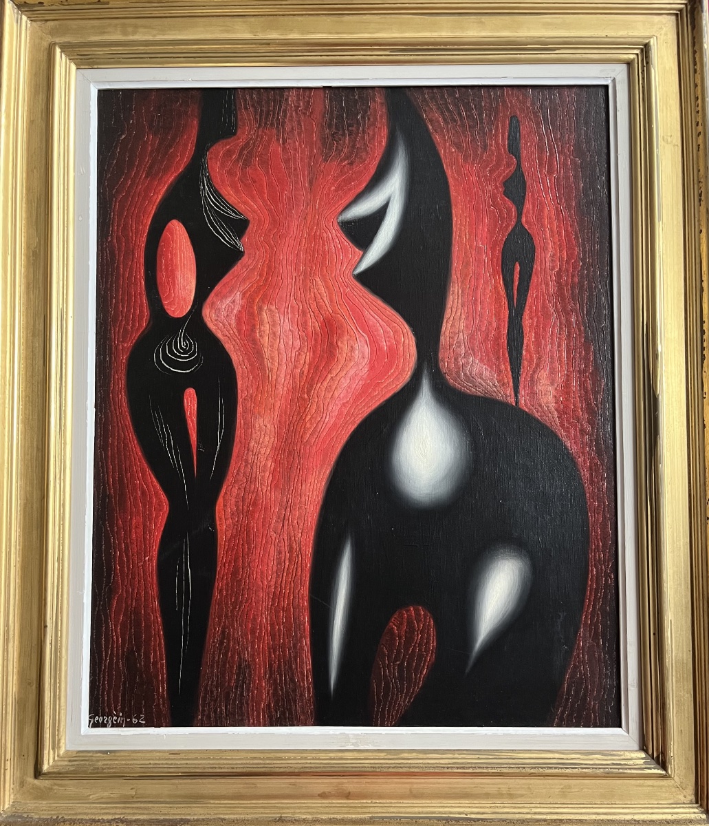 Surrealist Futurist Painting Signed By Raymond Georgein